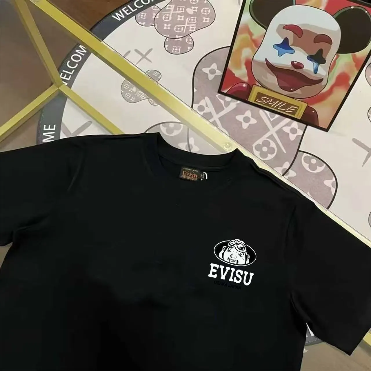EVISU 2025 M T Sizes S-XXL 5 Black White Size S M L XL XXL S 44 108 68 100-120 M 46 114 70 120-140 L 48 116 72 140-160 XL 50 120 74 160-180 XXL 52 124 76 180